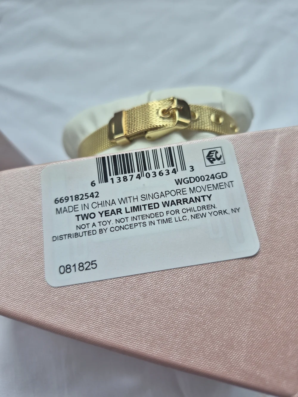 Geneva Gold Mesh Strap Watch with Pink Dial